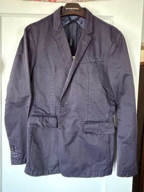 Burberry Men's Blue Lightweight Sateen Blazer Jacket sz:38us